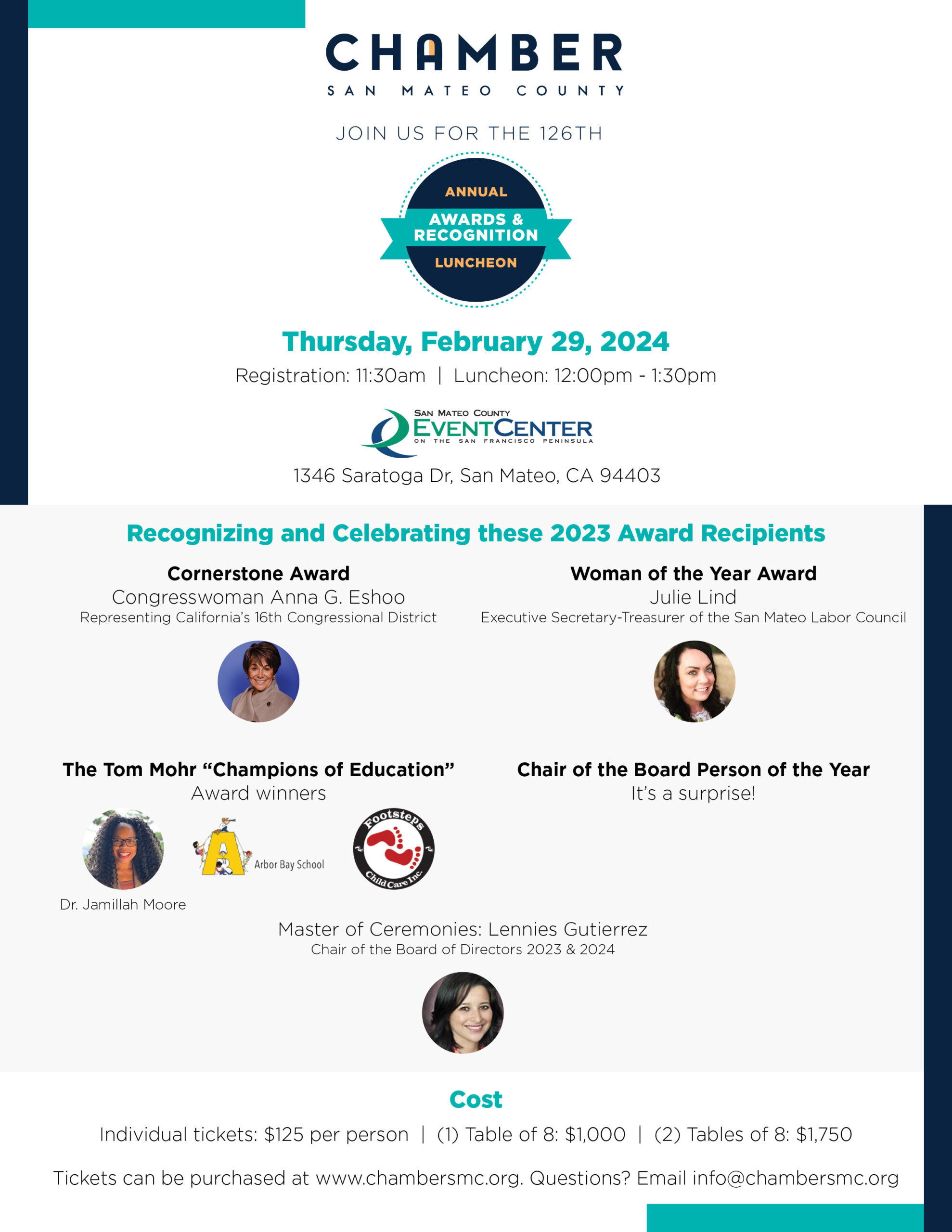126th Annual Awards & Recognition Luncheon Chamber San Mateo County
